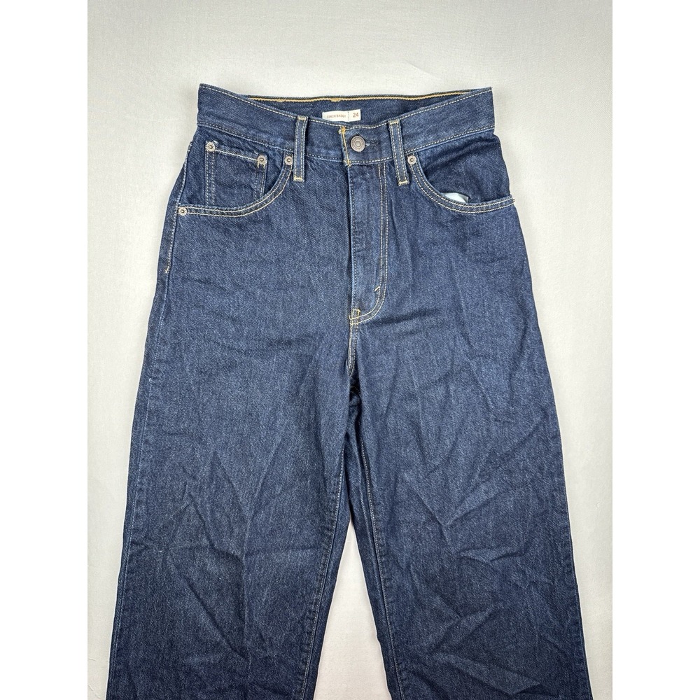 Levi's Cinch Baggy Wide Leg Jeans Dark Wash Denim 24x31 Relaxed High Rise - Picture 5 of 15